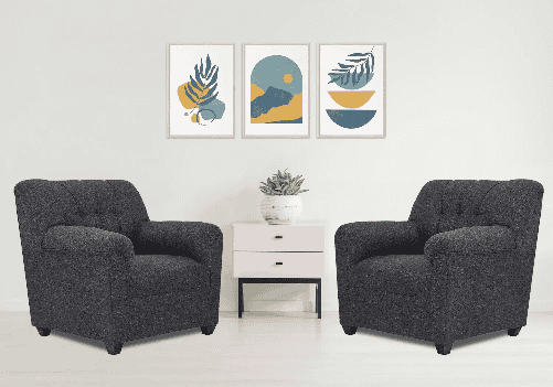 Jute Sofa 1 Seater (Grey) (Set of 2)